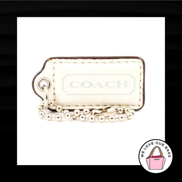 2" Medium COACH White & Silver Leather Nickel Fob Bag Charm Keychain Hang Tag - Picture 1 of 1